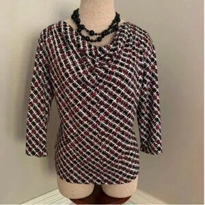 Talbots Women's Geo Print Cowl Neck Blouse Size PM